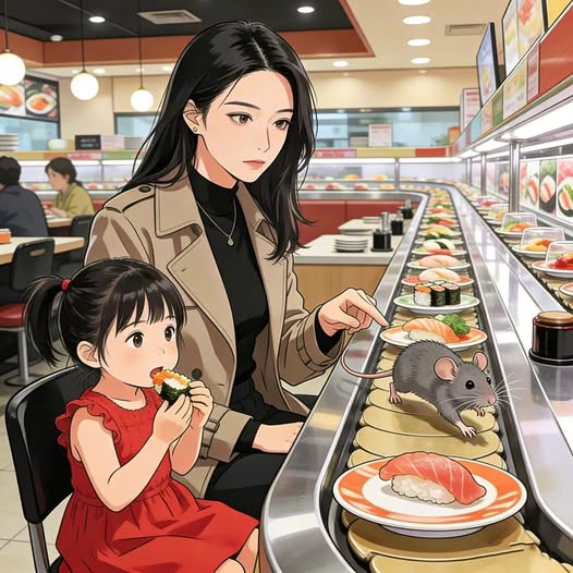 Con Chuột Trên Băng Chuyền Sushi